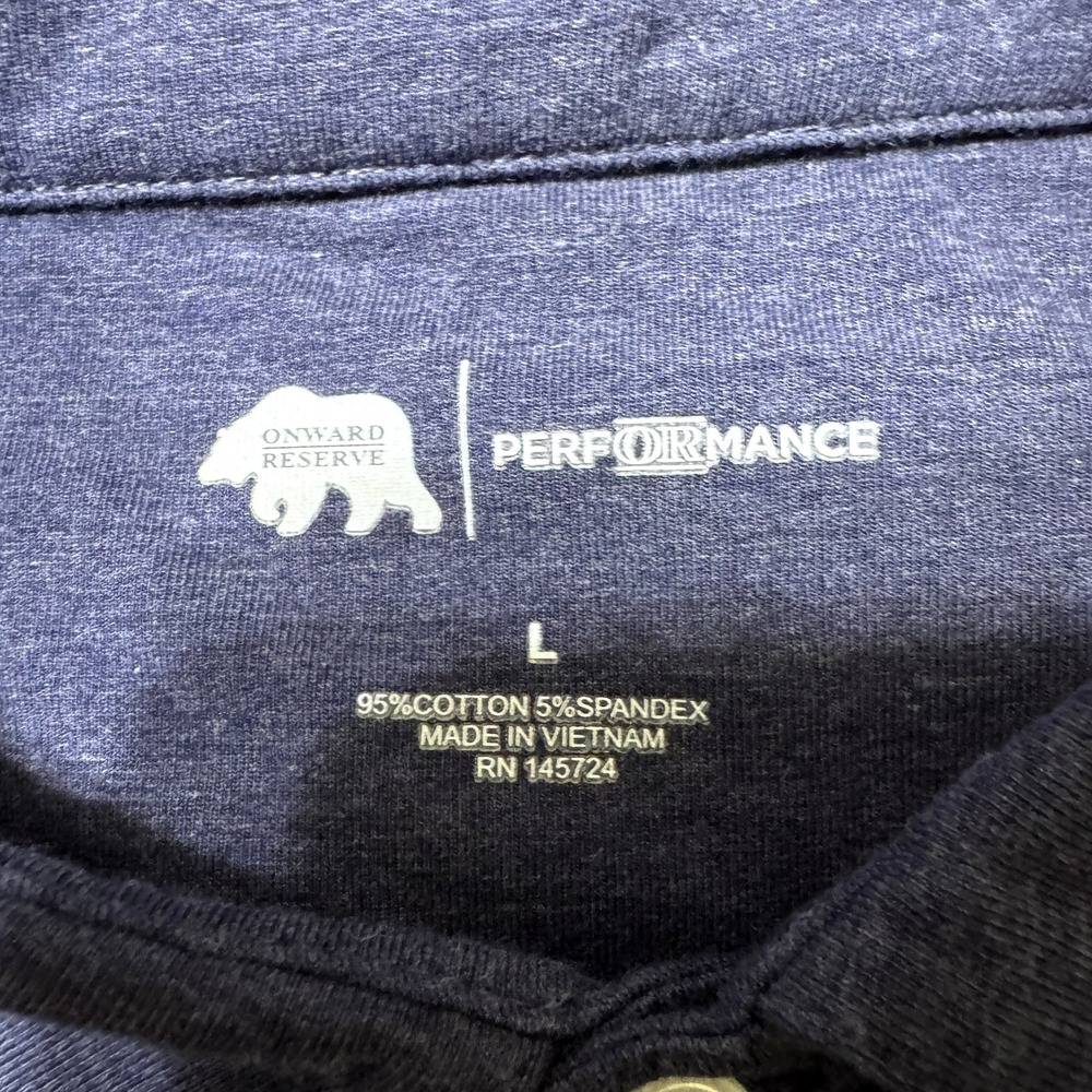 Onward Reserve Performance Polo Shirt L Navy Blue Solid Stretch Golf Cotton Mens
